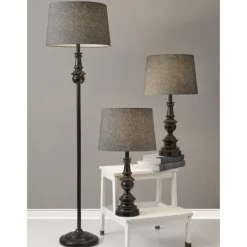 Kirkland's Home Black Lucas 3-Pc. Table And Floor Lamp Set- Table Lamps