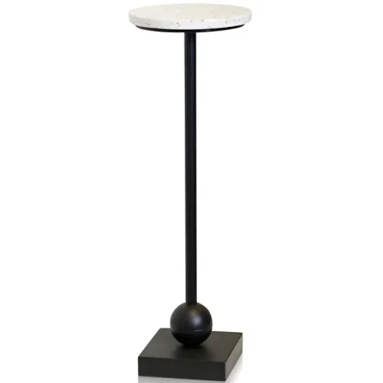 Kirkland's Home Black Marble Top Pedestal Cocktail Table- Accent & End Tables