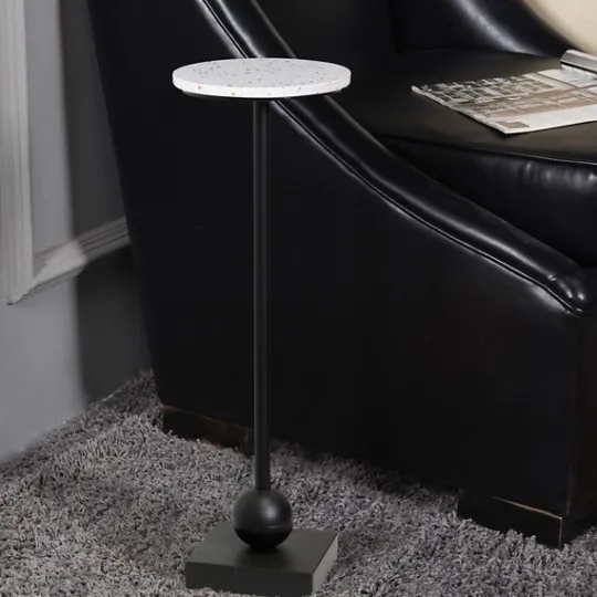 Kirkland's Home Black Marble Top Pedestal Cocktail Table- Accent & End Tables