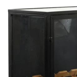 Kirkland's Home Black Metal And Brown Wood Standing Wine Rack- Kitchen Islands & Bar Carts
