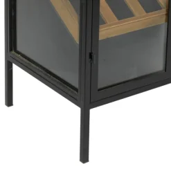 Kirkland's Home Black Metal And Brown Wood Standing Wine Rack- Kitchen Islands & Bar Carts