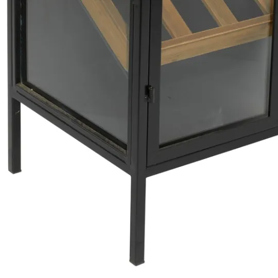 Kirkland's Home Black Metal And Brown Wood Standing Wine Rack- Kitchen Islands & Bar Carts
