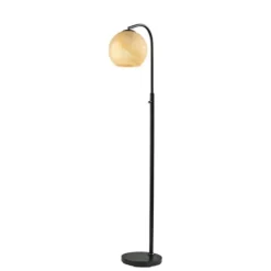 Kirkland's Home Black Metal And Frosted Glass Globe Floor Lamp- Floor Lamps
