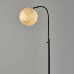 Kirkland's Home Black Metal And Frosted Glass Globe Floor Lamp- Floor Lamps