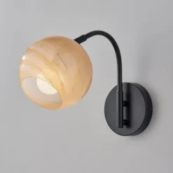 Kirkland's Home Black Metal And Frosted Glass Globe Sconce- Sconces