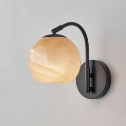 Kirkland's Home Black Metal And Frosted Glass Globe Sconce- Sconces