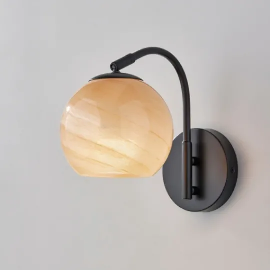 Kirkland's Home Black Metal And Frosted Glass Globe Sconce- Sconces