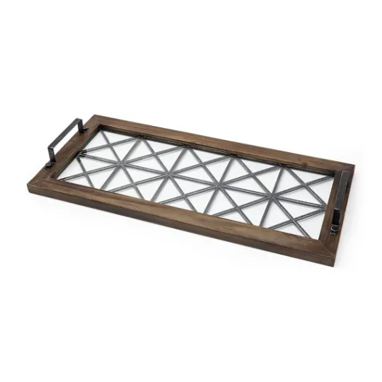 Kirkland's Home Black Metal And Glass Tray- Decorative Trays