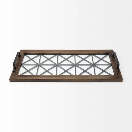 Kirkland's Home Black Metal And Glass Tray- Decorative Trays