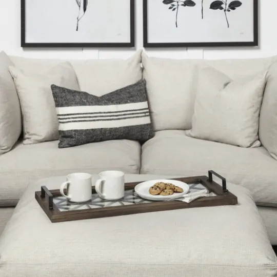 Kirkland's Home Black Metal And Glass Tray- Decorative Trays