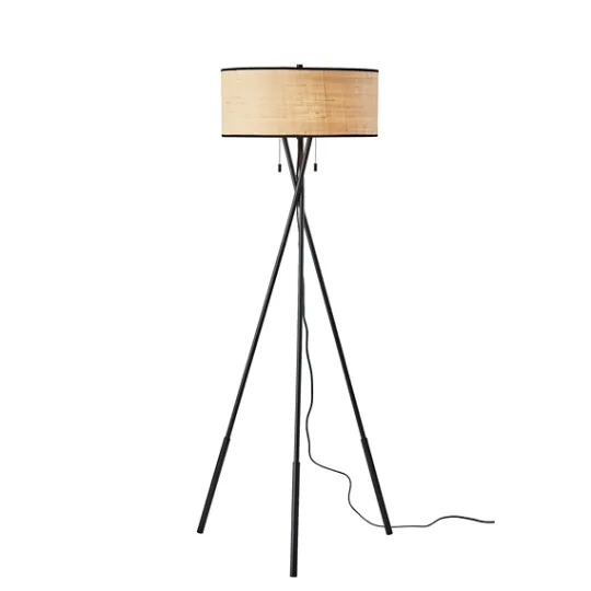 Kirkland's Home Black Metal And Rat Tripod Floor Lamp- Floor Lamps