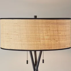 Kirkland's Home Black Metal And Rat Tripod Floor Lamp- Floor Lamps