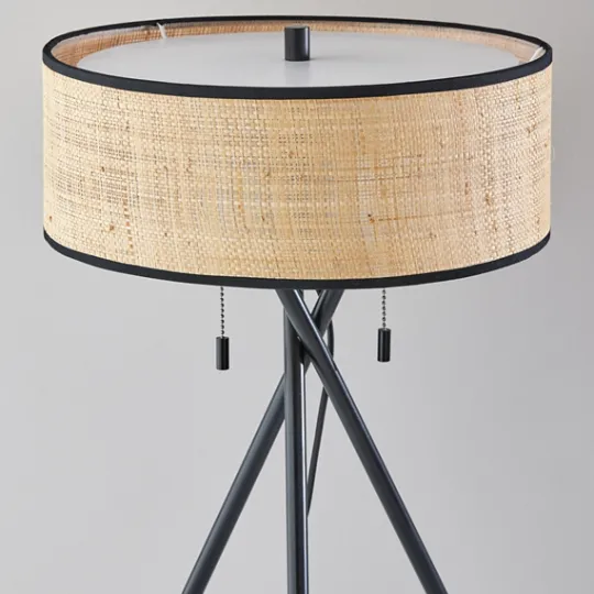 Kirkland's Home Black Metal And Rat Tripod Table Lamp- Table Lamps