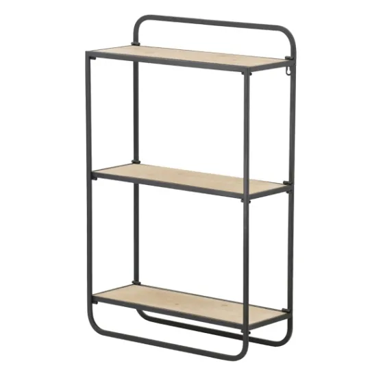 Kirkland's Home Black Metal And Wood 3-Tier Wall Shelf- Shelves
