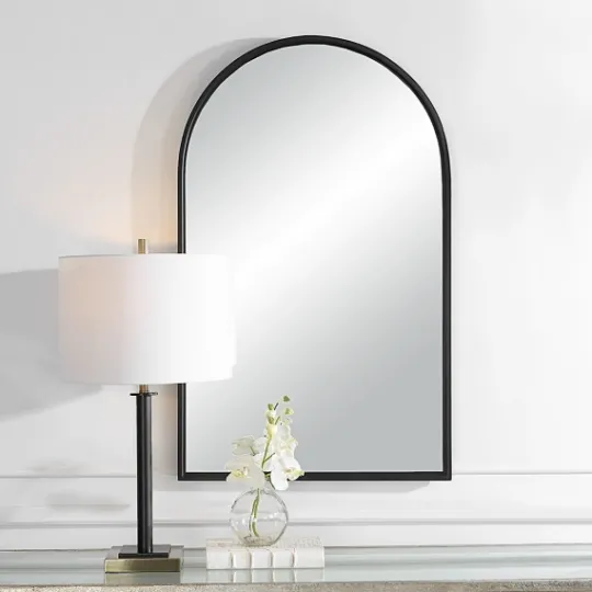 Kirkland's Home Black Metal Arch Frame Wall Mirror- Decorative Mirrors