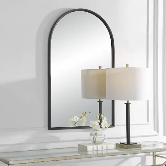 Kirkland's Home Black Metal Arch Frame Wall Mirror- Decorative Mirrors