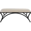 Kirkland's Home Black Metal Arched Frame Upholstered Bench- Benches & Ottomans