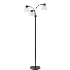 Kirkland's Home Black Metal 3-Arm Frosted Shade Floor Lamp- Floor Lamps