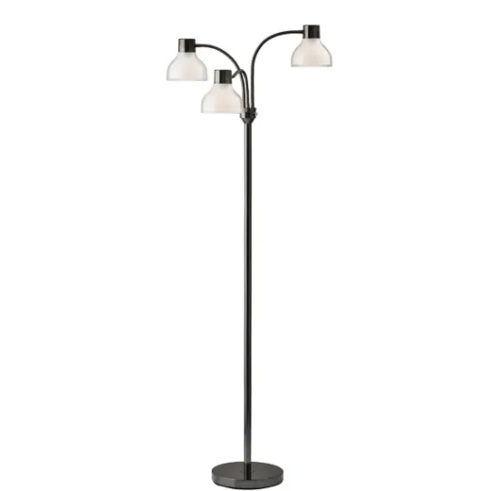 Kirkland's Home Black Metal 3-Arm Frosted Shade Floor Lamp- Floor Lamps
