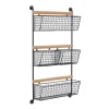 Kirkland's Home Black Metal 4-Basket Wall Shelf- Wall Storage