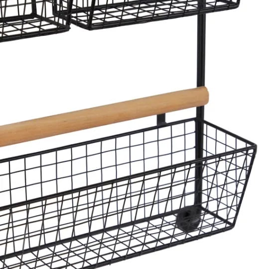 Kirkland's Home Black Metal 4-Basket Wall Shelf- Wall Storage