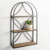 Kirkland's Home Black Metal Flower Frame 3-Tier Wall Shelf- Shelves