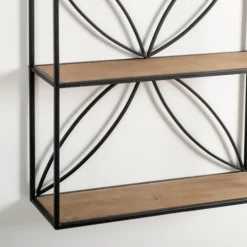 Kirkland's Home Black Metal Flower Frame 3-Tier Wall Shelf- Shelves