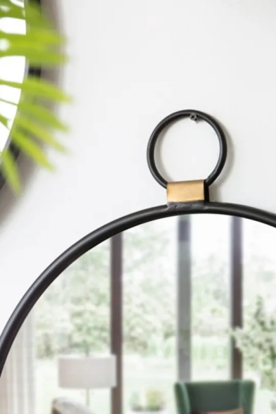 Kirkland's Home Black Metal Frame Round Loop Wall Mirror- Decorative Mirrors