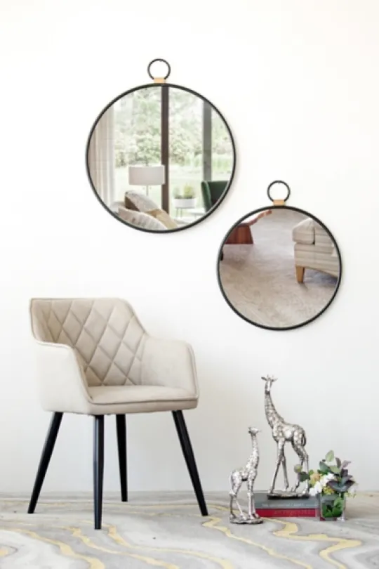 Kirkland's Home Black Metal Frame Round Loop Wall Mirror- Decorative Mirrors