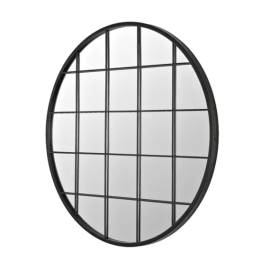 Kirkland's Home Black Metal Grid Frame Round Wall Mirror- Decorative Mirrors