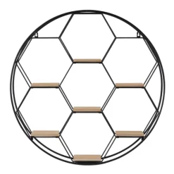 Kirkland's Home Black Metal Hexagonal Frame Wall Shelf- Shelves