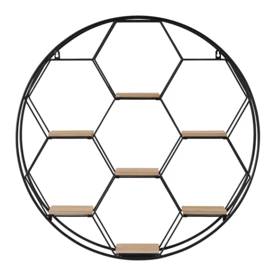 Kirkland's Home Black Metal Hexagonal Frame Wall Shelf- Shelves