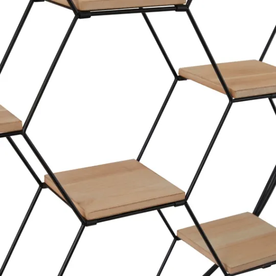 Kirkland's Home Black Metal Hexagonal Frame Wall Shelf- Shelves
