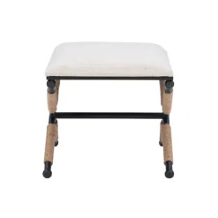 Kirkland's Home Black Metal Legs Accent Stool With Rope Detail- Benches & Ottomans