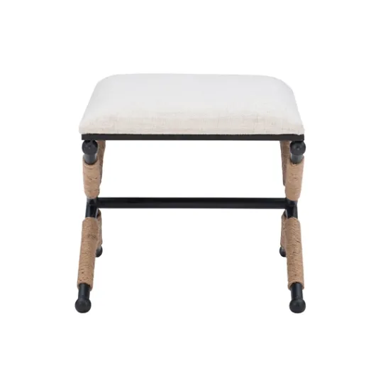 Kirkland's Home Black Metal Legs Accent Stool With Rope Detail- Benches & Ottomans