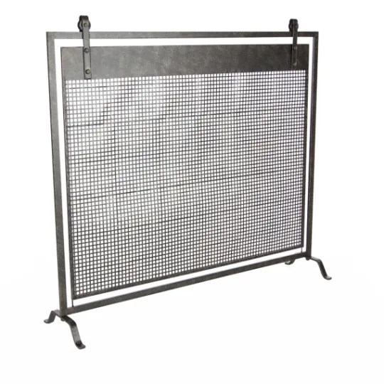 Kirkland's Home Black Metal Mesh Fireplace Screen- Fireplace Accessories