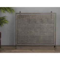 Kirkland's Home Black Metal Mesh Fireplace Screen- Fireplace Accessories