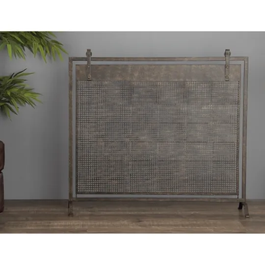 Kirkland's Home Black Metal Mesh Fireplace Screen- Fireplace Accessories