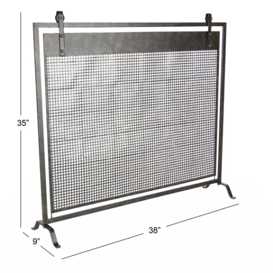 Kirkland's Home Black Metal Mesh Fireplace Screen- Fireplace Accessories