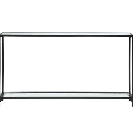 Kirkland's Home Black Metal Mirrored Top Console Table- Console Tables