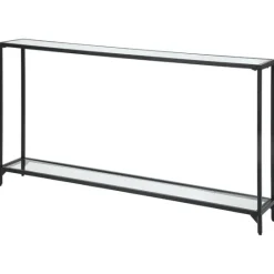 Kirkland's Home Black Metal Mirrored Top Console Table- Console Tables