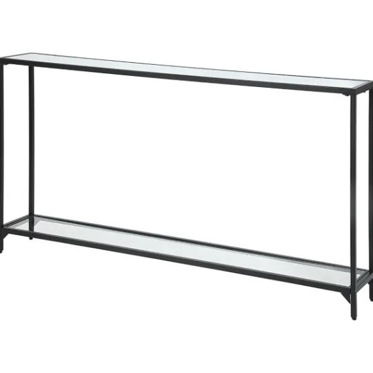 Kirkland's Home Black Metal Mirrored Top Console Table- Console Tables