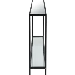Kirkland's Home Black Metal Mirrored Top Console Table- Console Tables