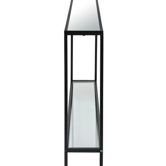 Kirkland's Home Black Metal Mirrored Top Console Table- Console Tables
