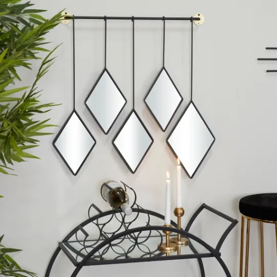 Kirkland's Home Black Metal Nova Hanging Wall Mirror- Decorative Mirrors