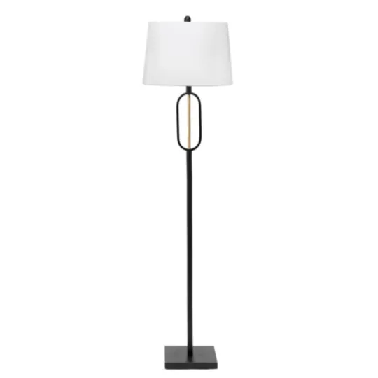 Kirkland's Home Black Metal Oval Gold Center Floor Lamp- Floor Lamps