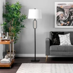 Kirkland's Home Black Metal Oval Gold Center Floor Lamp- Floor Lamps