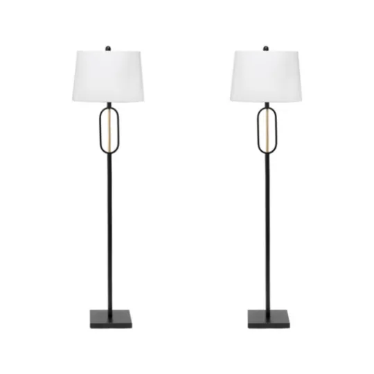Kirkland's Home Black Metal Oval Gold Center Floor Lamp- Floor Lamps