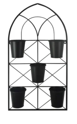 Kirkland's Home Black Metal Panel 5-Pot Wall Planter- Wall Storage