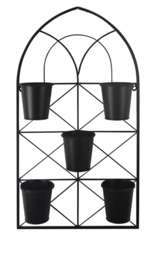 Kirkland's Home Black Metal Panel 5-Pot Wall Planter- Wall Storage